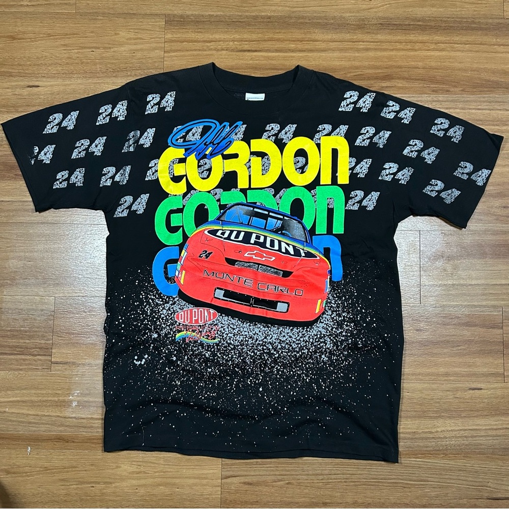 Vintage 1995 AOP Jeff Gordon Large NASCAR Graphic Print T-shirt